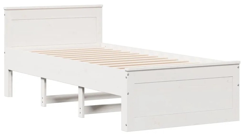 fehér tömör fenyőfa fejtámlás ágykeret matrac nélkül 75x190 cm