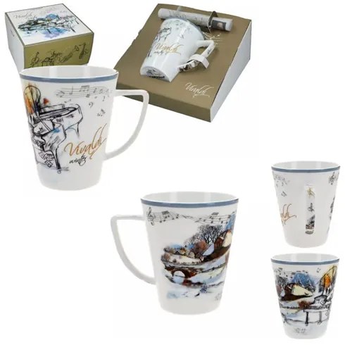 Porcelánbögre 400ml, dobozban,Vivaldi: Négy évszak-tél