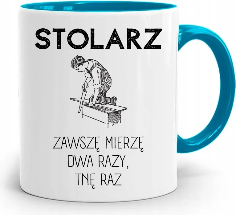 Asztalos Kék Bögre Mindig Kétszer Mérem, fényképes nyomattal