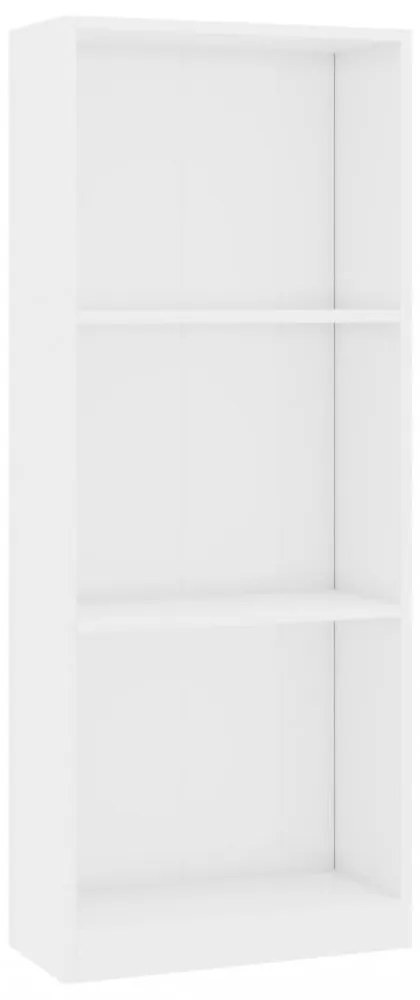 3 szintes fényes fehér szerelt fa könyvszekrény 40x24x109 cm