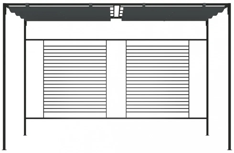 antracitszürke pavilon behúzható tetővel 3 x 4 x 2,3 m 180 g/m²