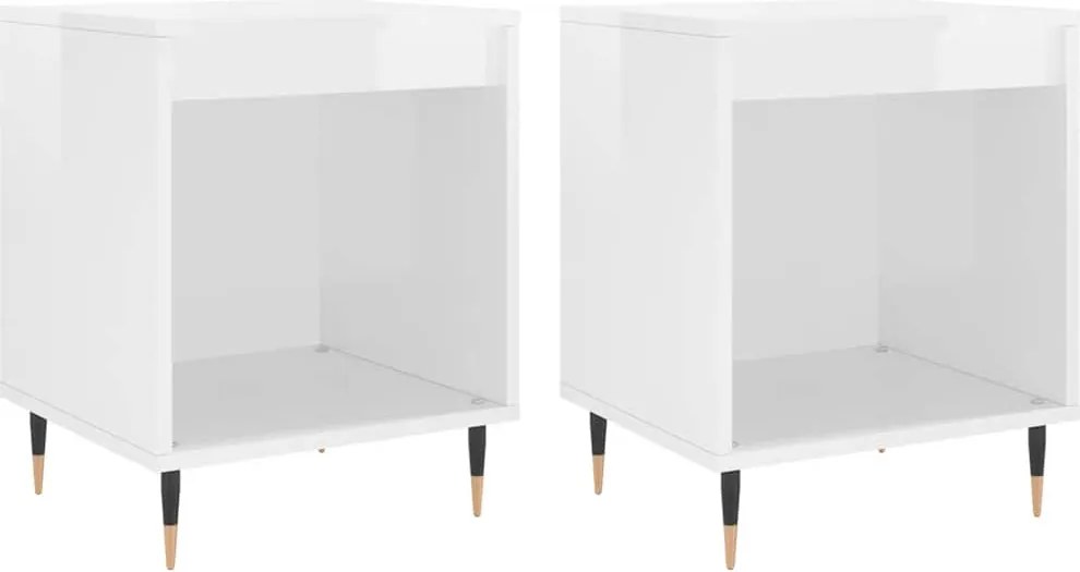 vidaXL 2 db magasfényű fehér szerelt fa éjjeliszekrény 40x35x50 cm