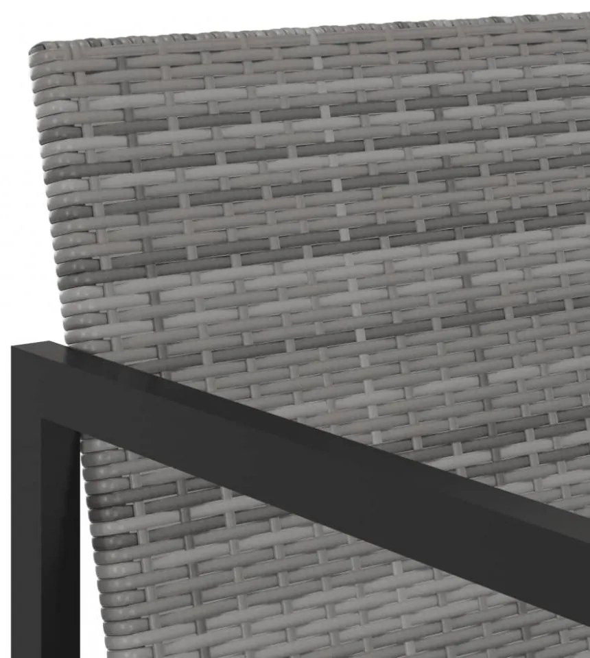 5 részes szürke polyrattan kültéri étkezőgarnitúra párnákkal