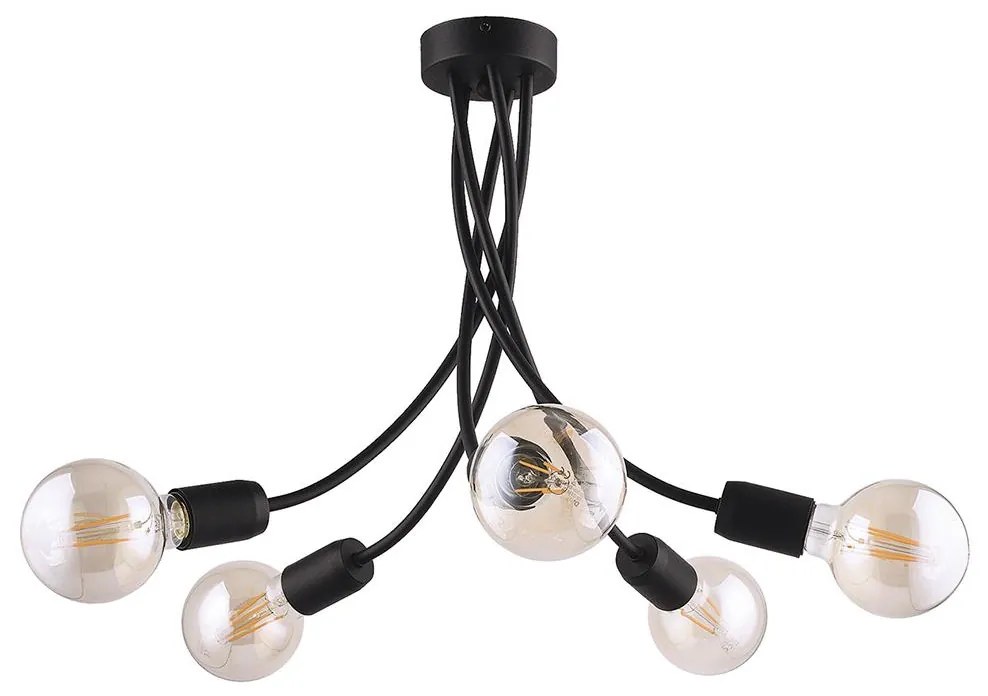 Jupiter 1640 - Csillár rúdon LUCE 5xE27/60W/230V fekete