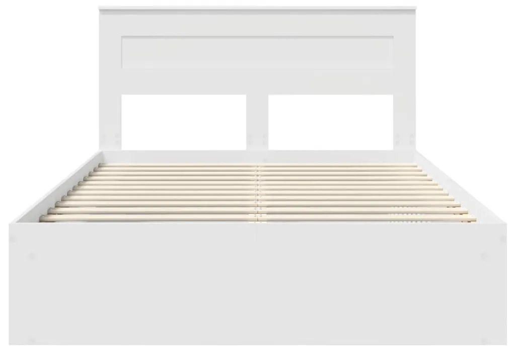 vidaXL Ágykeret matracmal fejtámlával Fehér 150 x 200 cm Tömör fenyőfa