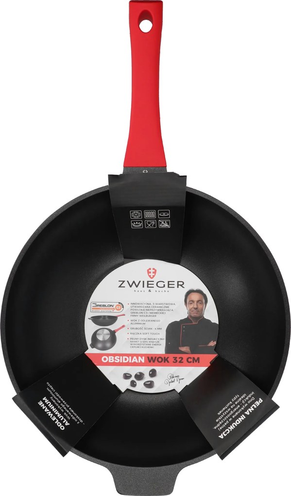 Wok serpenyő Zwieger Obsidian 32 cm