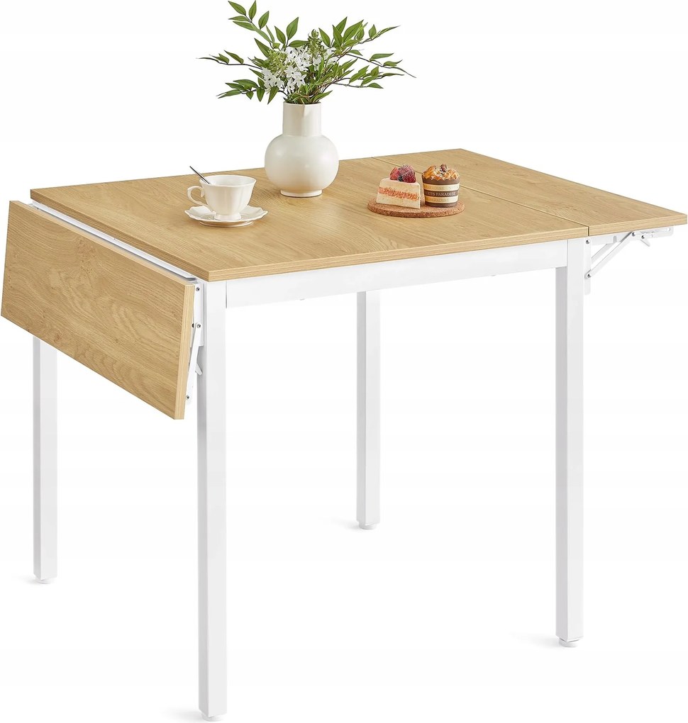 Téglalap alakú asztal Songmics Vasagle 120 x 78 x 76,2cm fehér, natúr tölgy