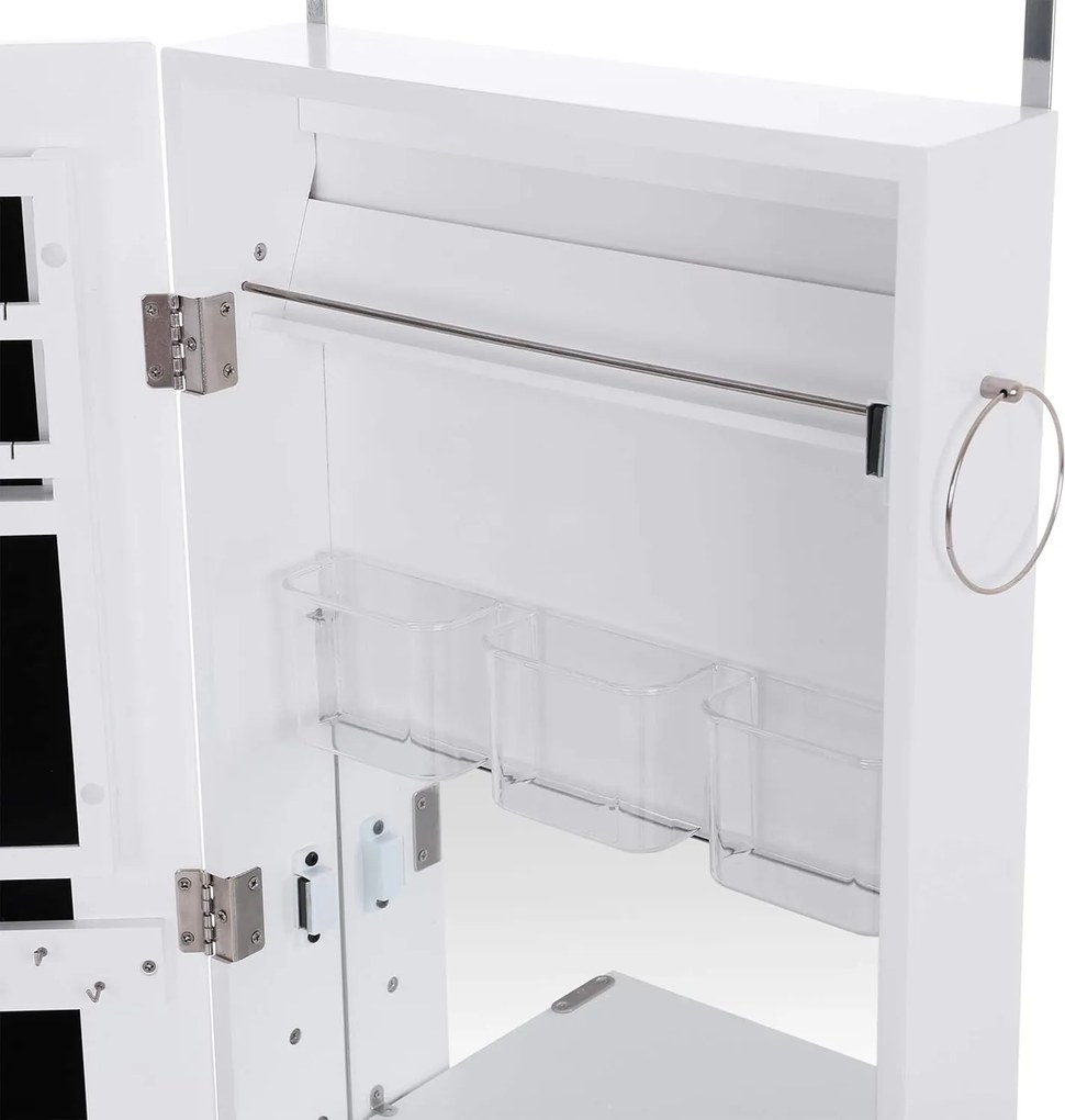 Tükrös ékszerszekrény 37 x 10 x 120 cm, zárható, fehér