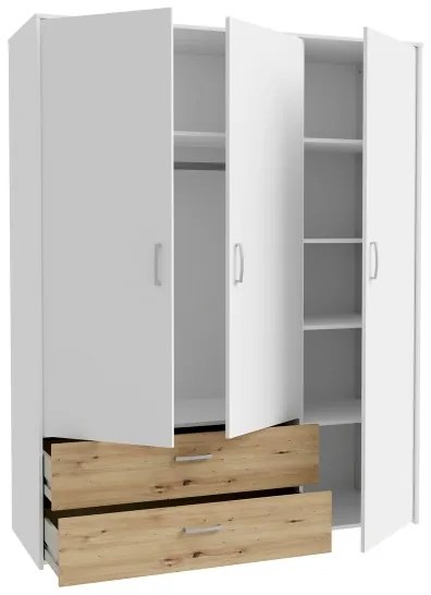 Gardróbszekrény URO 152x190 cm artisan tölgy/fehér