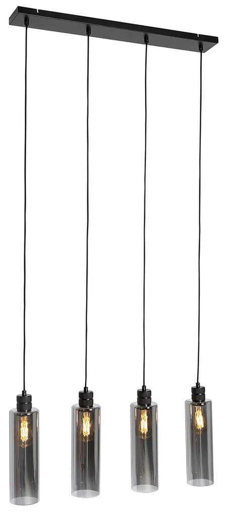 Modern függőlámpa fekete füstüveggel 4-lámpás - Stavelot