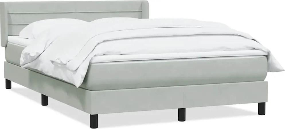 vidaXL világosszürke bársony rugós ágy matraccal 140x210 cm