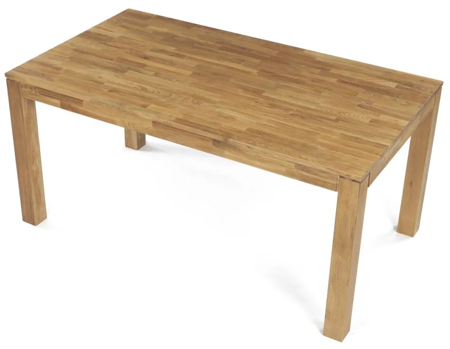Étkezőasztal 160x90x75, tömör fehér tölgy, olajos felületkezelés, 8x8 cm-es lábak
