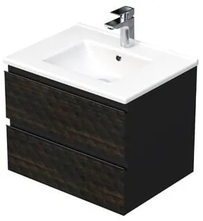 Fürdőszobaszekrény mosdóval SAT Cube Way 60x47,5x46 cm barna matt CUBE3D602ZHMOD