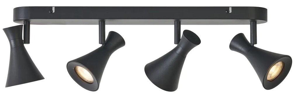 Modern mennyezeti spotlámpa fekete 4-lámpás forgatható és dönthető - Triangle