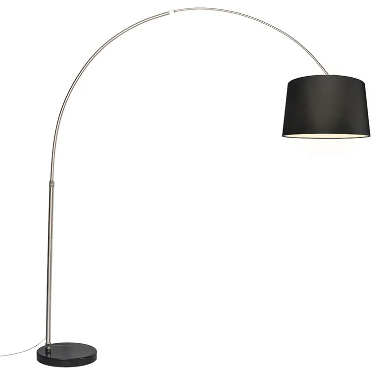 Acél ívlámpát szövet árnyékolóval fekete 45 cm - XXL