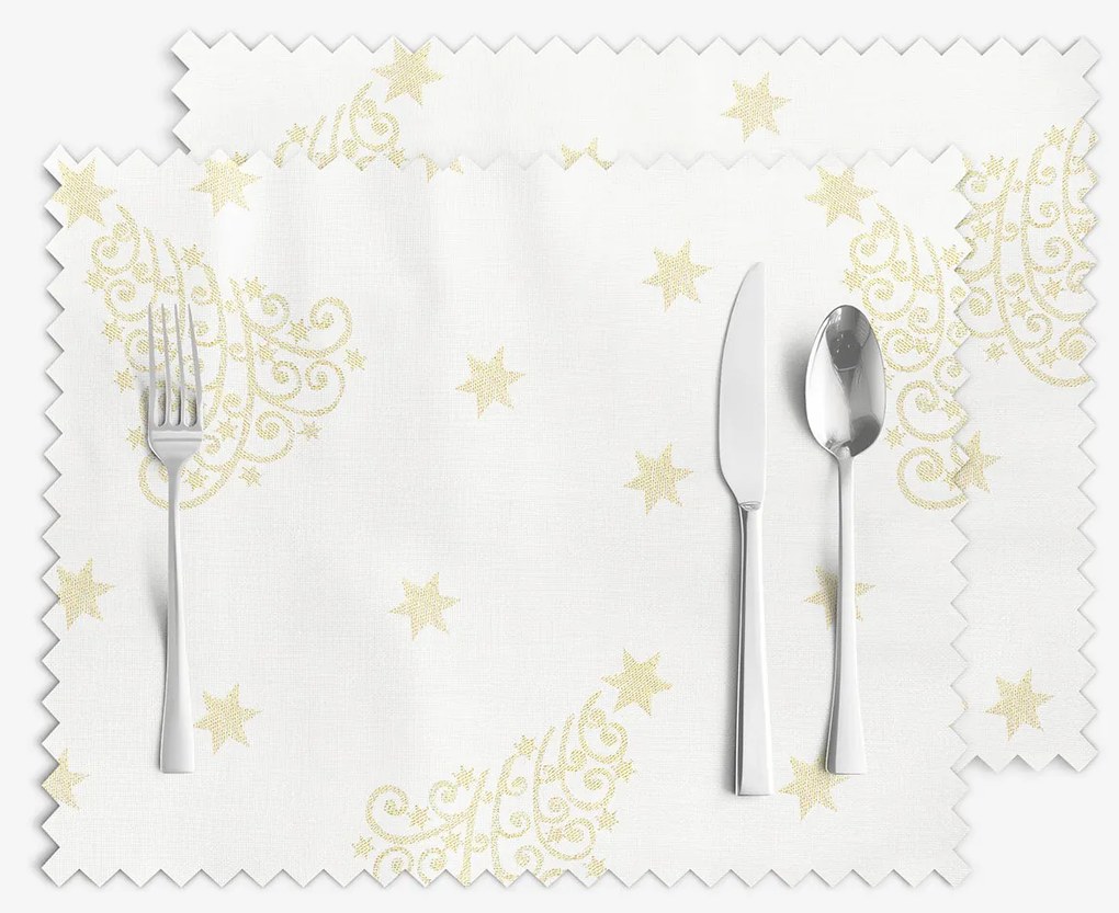 Goldea karácsonyi teflonbevonatú reggeliző alátét - aranyszínű karácsonyfák és csillagok - 2 db 30 x 40 cm