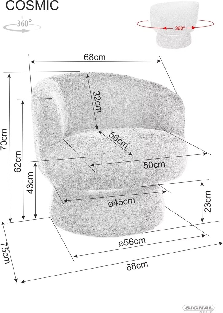 Forgatható design fotel COSMIC RAVEN, sötétbézs