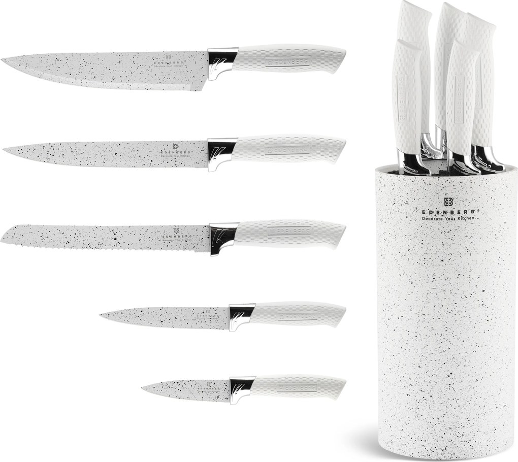 Késkészlet 6 db-os Állvány Edenberg Kések 5103W Fehér Új 2026