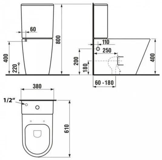 Paulo rimless WC kombi alsó/hátsó kifolyással