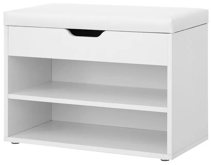 Cipőpad, cipőtartó összecsukható párnázott üléssel, fehér