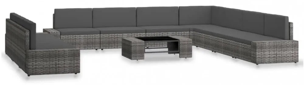 10 részes szürke polyrattan kerti ülőgarnitúra
