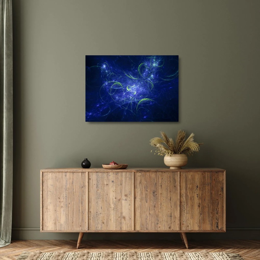 Kép - kék absztrakció (üvegen) (70x50 cm)