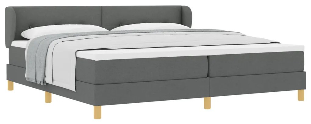 Boxspring Ágy Matraccal - Sötétszürke, 200x200 cm Szövet