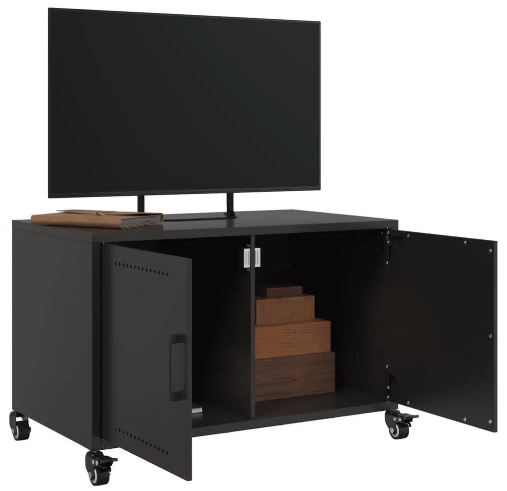 fekete acél TV-szekrény 68 x 39 x 43,5 cm