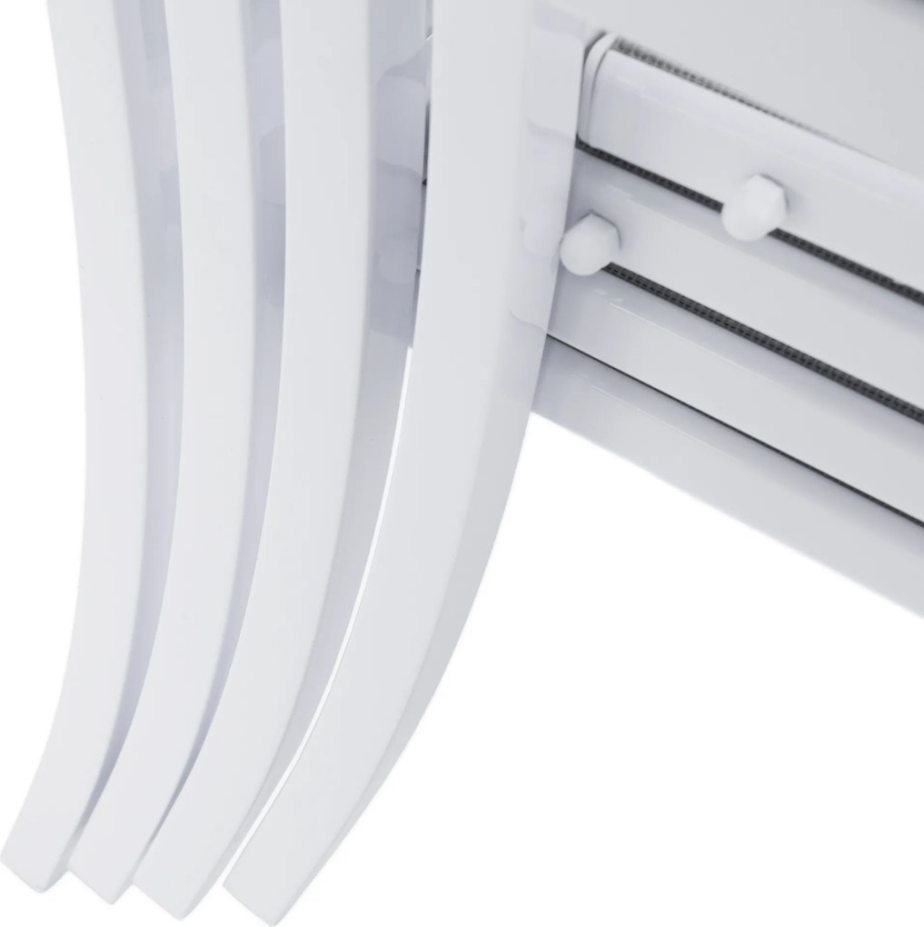 Kerti rakásolható szék, fehér acél/világosszürke, DORIO