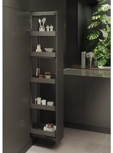 Konyhai fémrács, kamravasalat, 450mm, antracit, teljes kihúzású, csillapított záródás, 1615-1915mm, 5 kosár SIGE, PRO LINE 260