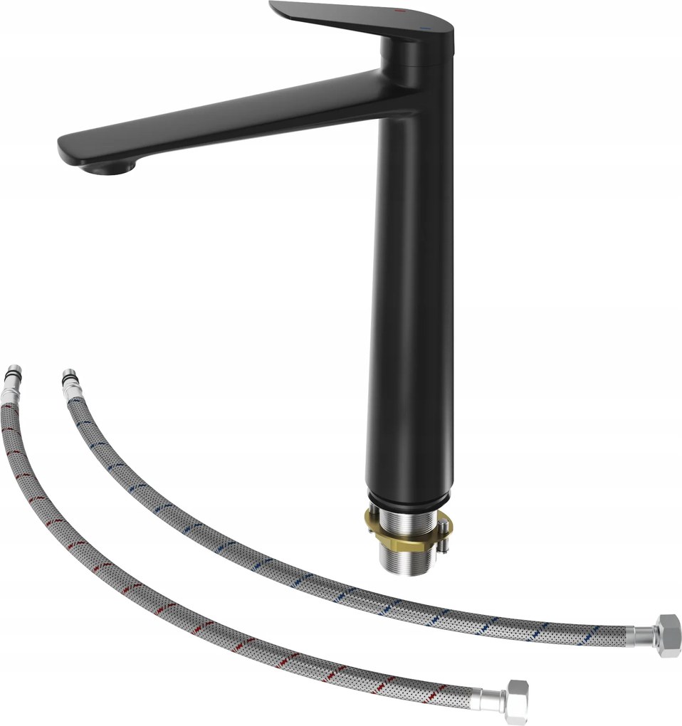 Mosdó Csaptelep Magas Fürdőszoba Sárgaréz Álló Csaptelep Nave Fekete