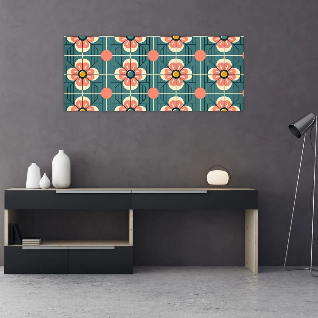 Kép - Retro virágminta (120x50 cm)
