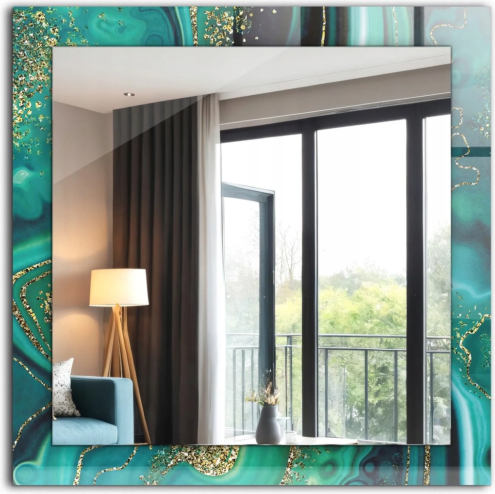 Falra akasztható dekoratív tükör Absztrakt zöld textúra 60x60 cm