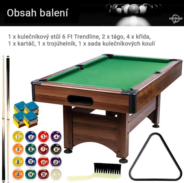 GamesPlanet® Biliárdasztal TRENDLINE 6ft + tartozékok