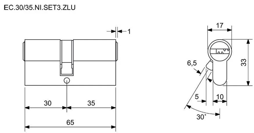 Építőbetét EC 30/35.SET3 közös kulccsal (3 db), sárga