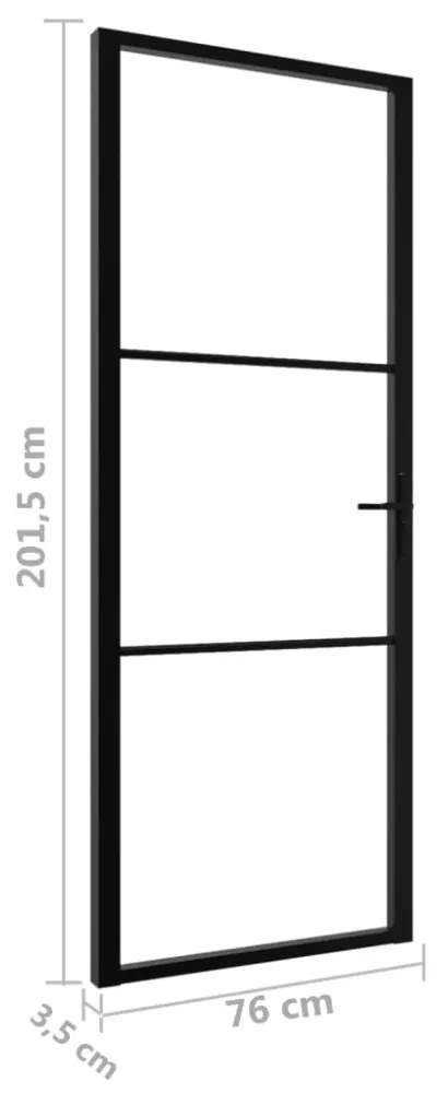 fekete ESG üveg és alumínium beltéri ajtó 76 x 201,5 cm
