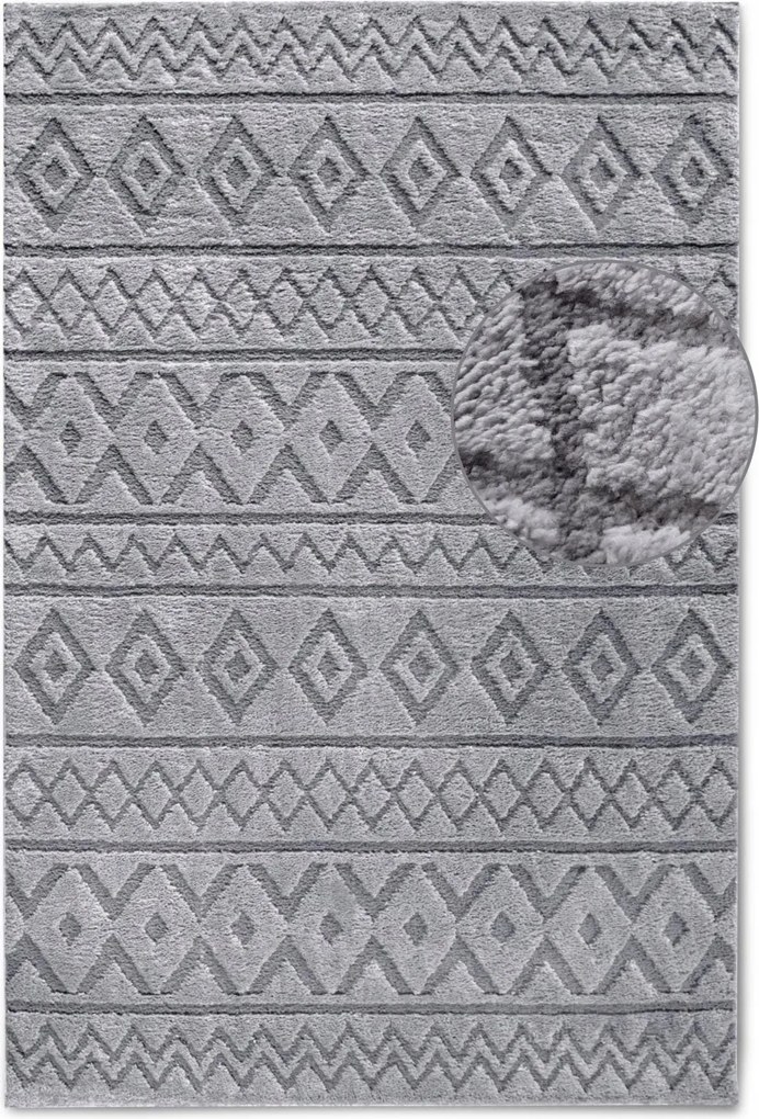 Plüss szőnyeg nappaliba 120x170cm, szürke modern 3d minta