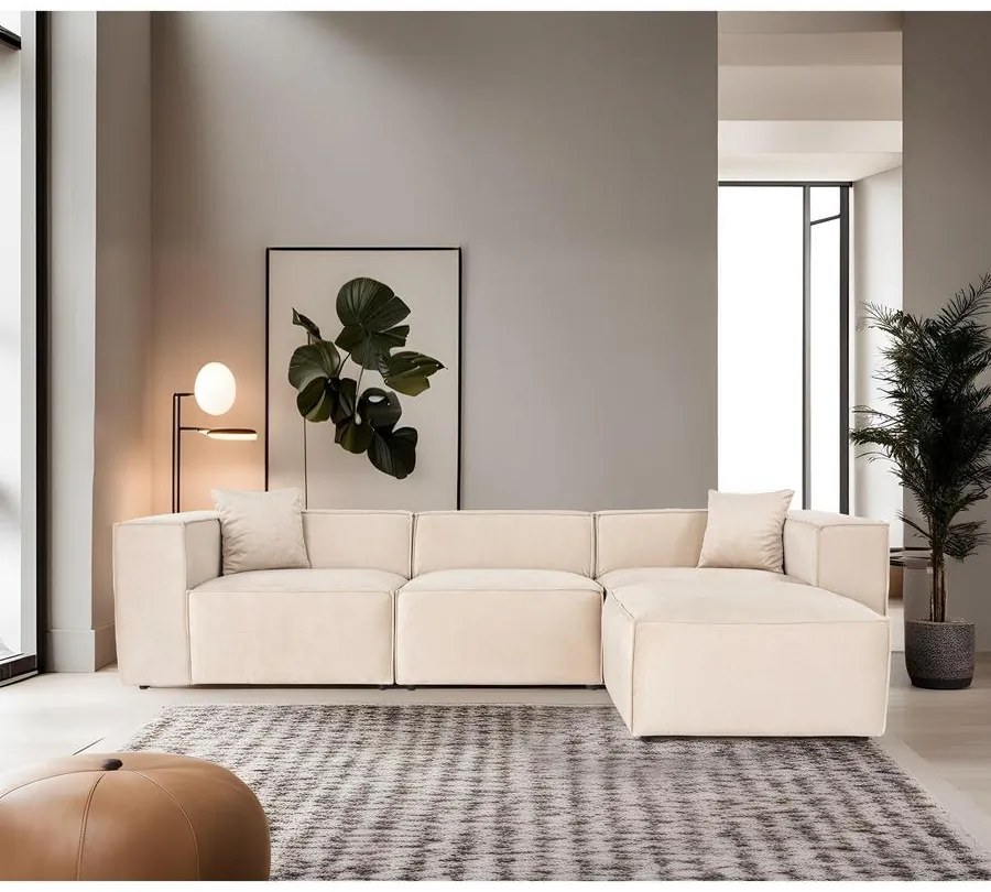 Sarokkanapé Lora (L1-O1-1R-POUFFE ) - Krém