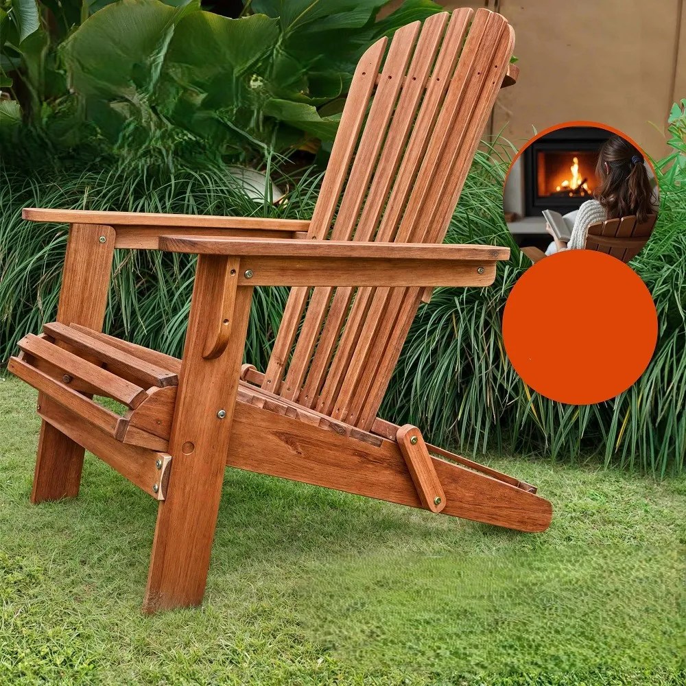 Casaria Kerti nyugágy ADIRONDACK, dönthető, 69x84x94 cm, natúr barna színben