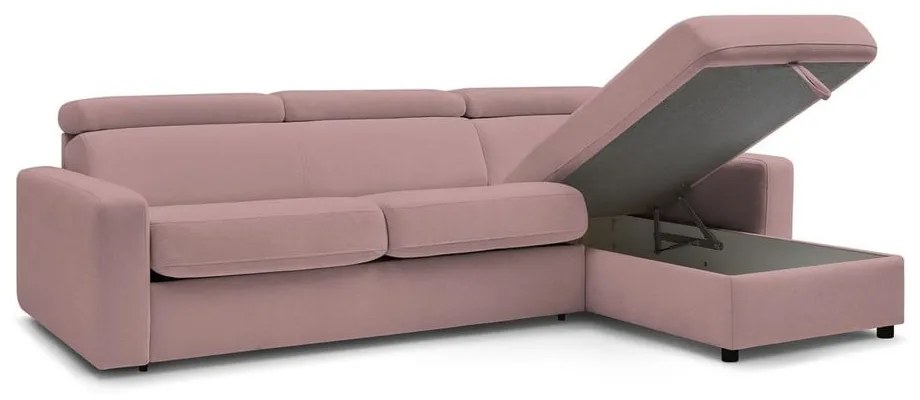 Rózsaszín kinyitható sarokkanapé (variálható) Monaco – Bobochic Paris
