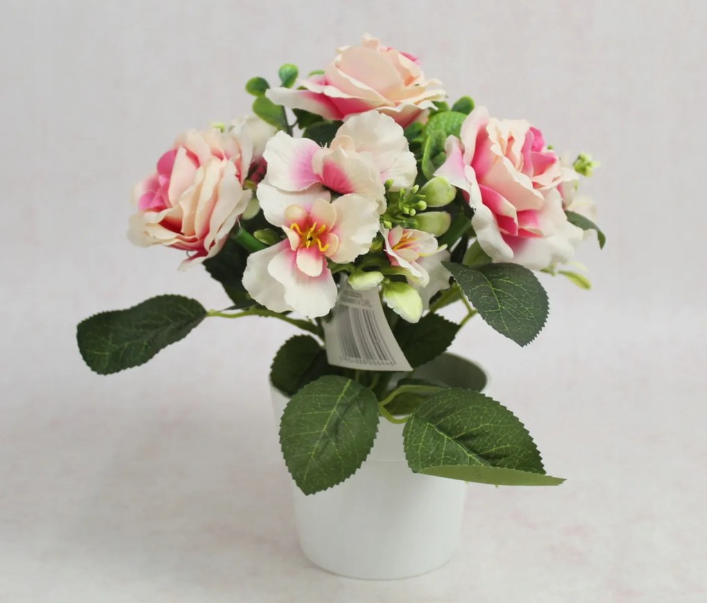 Művirág cserépben rózsa 23cm