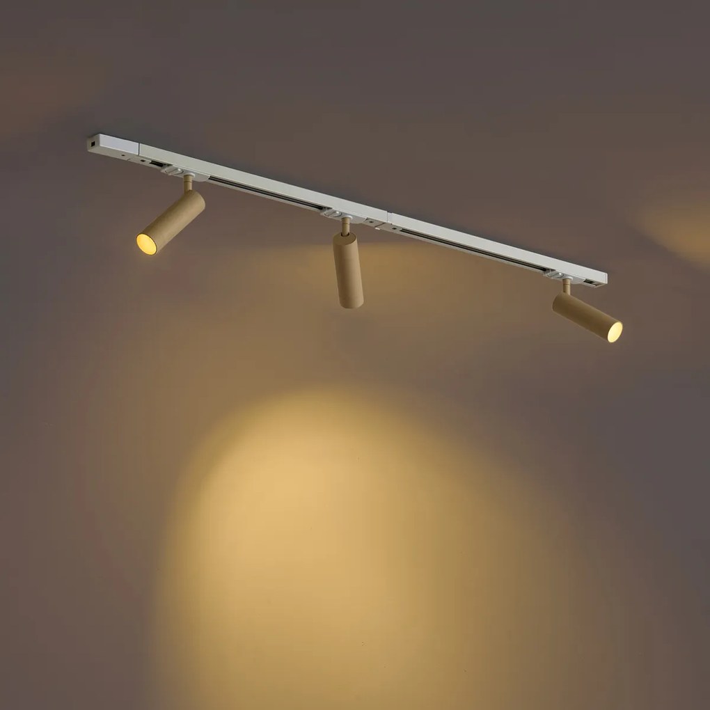 Modern sínrendszer 3 spotlámpával fehér bézs színben 1 fázisú GU10 35mm - Iconic Jeana Luxe