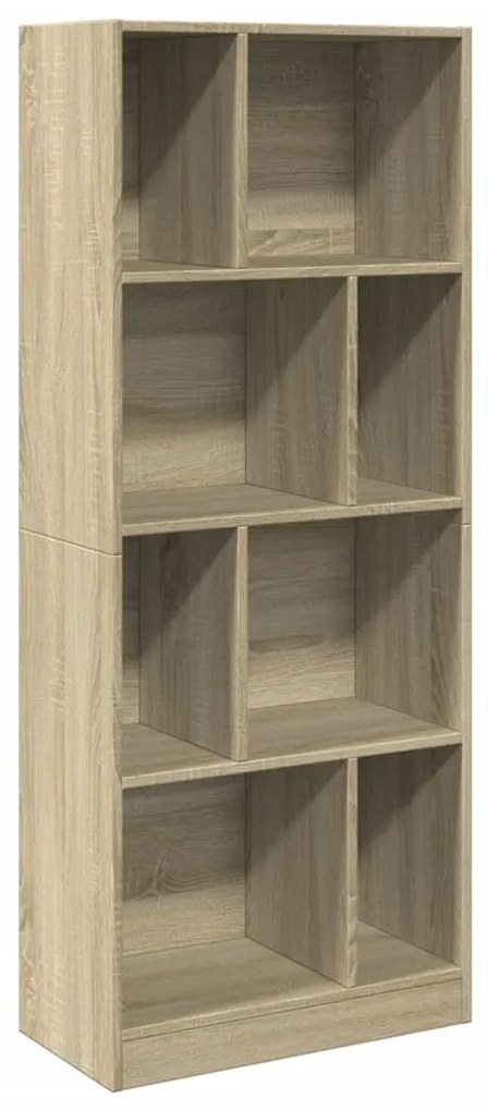 sonoma tölgy színű szerelt fa könyvszekrény 57 x 28,5 x 141 cm