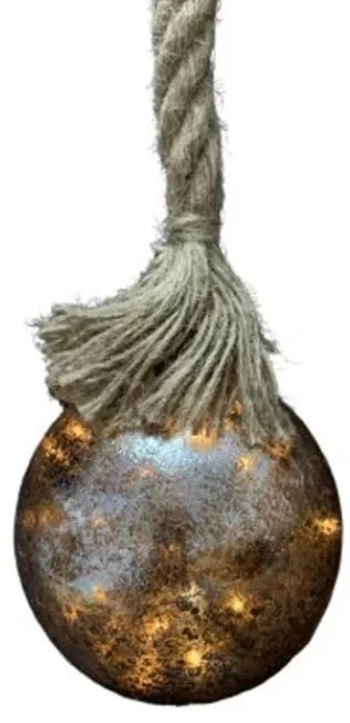 LED karácsonyi dekoráció juta kötéllel, arany-réz, átmérője 20 cm
