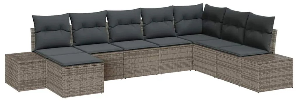 Kerti Kanapé Szett 8 pcs Szürke 319 x 209 x 85 cm Poli rattan