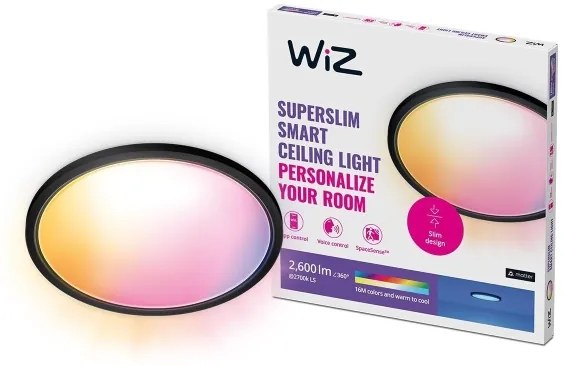 WiZ - LED RGB dimmelhető SUPERSLIM mennyezeti lámpa LED/22W/230V Wi-Fi fekete