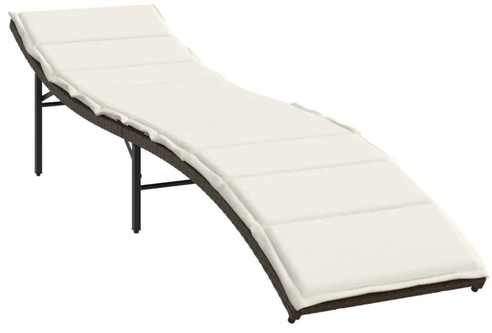 2 db barna polyrattan napozóágy párnával