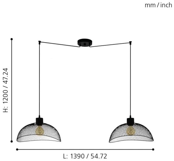 Eglo 43306 - Csillár zsinóron POMPEYA 2xE27/60W/230V pók