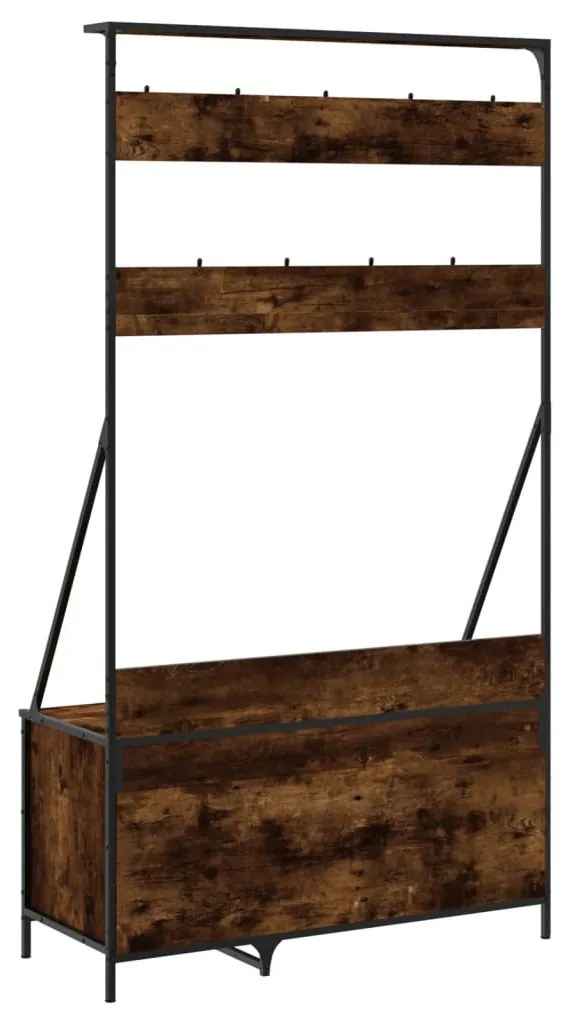 füstös tölgy színű ruhafogas cipőpolccal 100x41x184 cm
