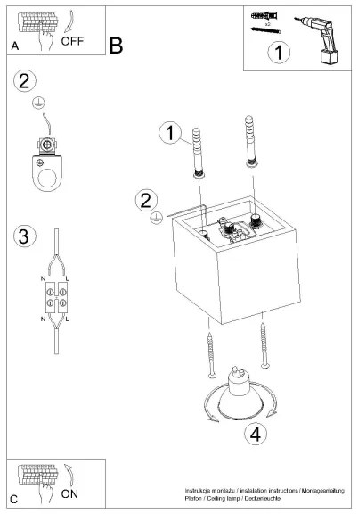 Sollux Sl.1182 - Spotlámpa QUAD 1xGU10/10W/230V arany